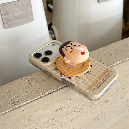 Korean Cute Clock Plaid Pattern Magnetic Phone Case For iPhone