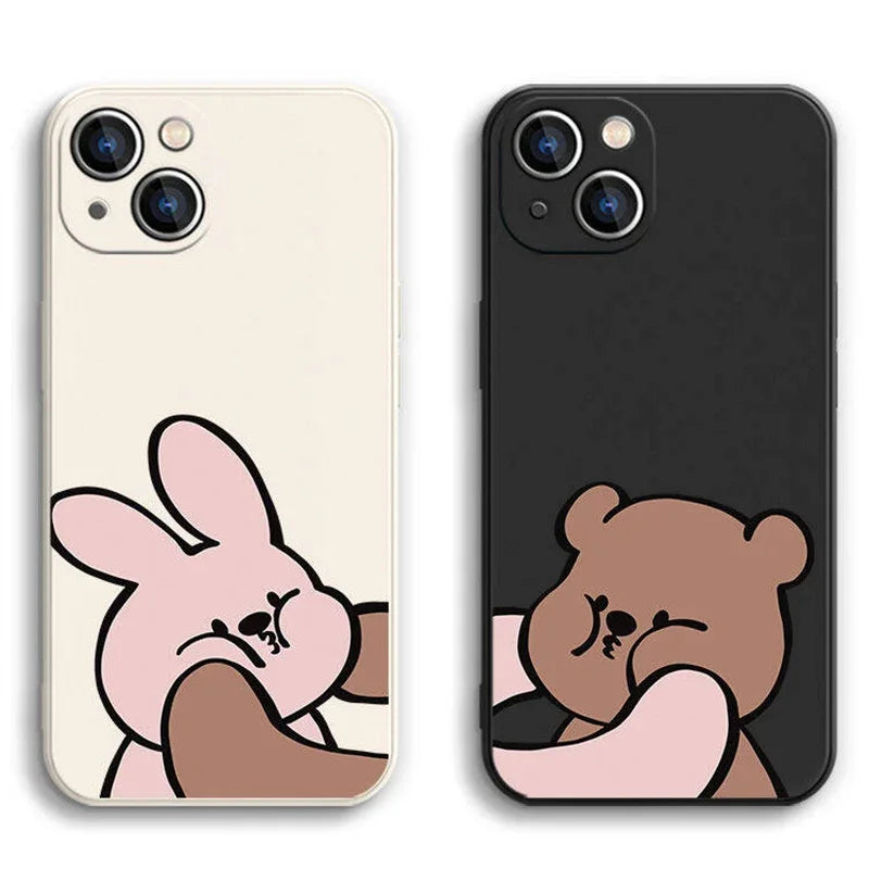 Funny Bunny Bear Couple Phone Case