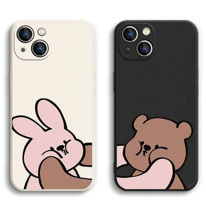 Funny Bunny Bear Couple Phone Case