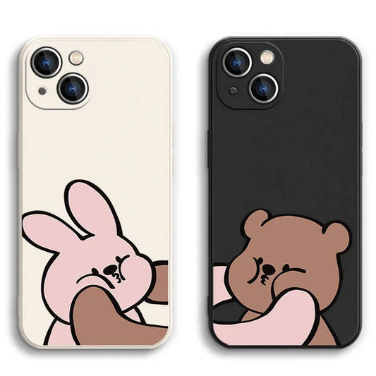 Funny Bunny Bear Couple Phone Case