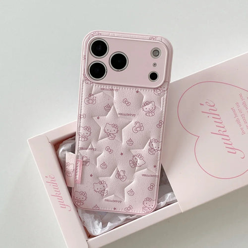 Cute Star Kitty  Fashion Leather Phone Case For iPhone