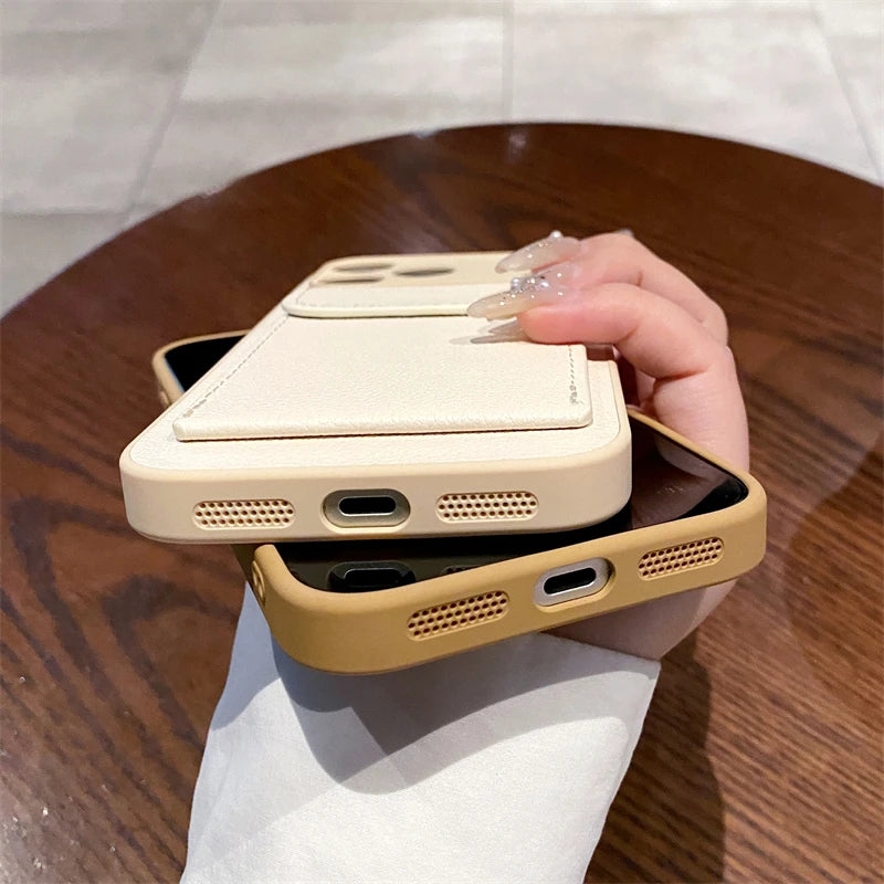 Card Slot Pocket Holder Wallet Case For iPhone