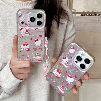 Luxury Cute Strawberry Patterned Cake Kitty Hot Sale Phone Case For iPhone