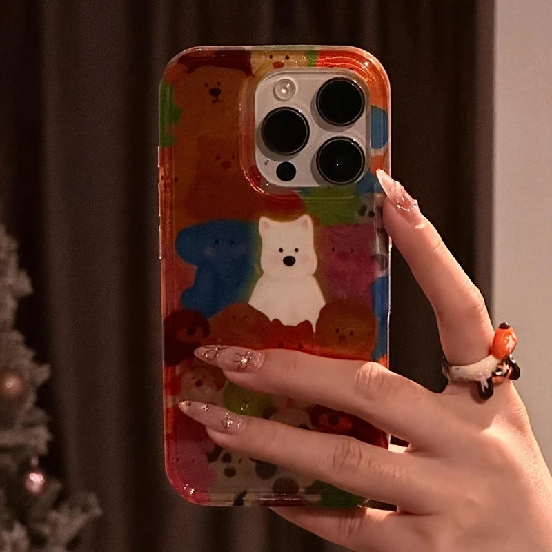 Cute Colorful Graffiti Puppy Phone Case For iPhone