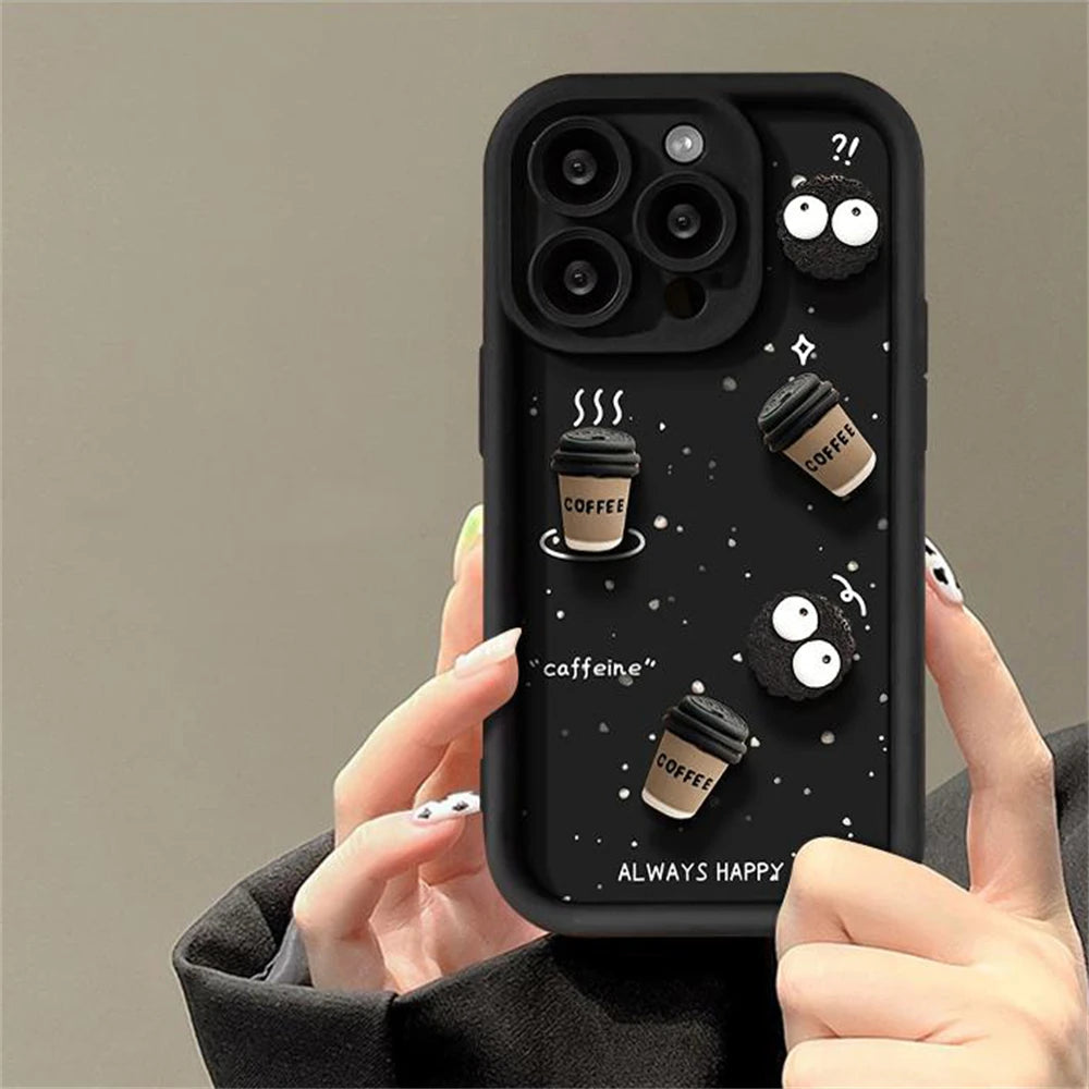 Cute Fun 3D Ball Coffee Silicone Soft Phone Case For iPhone