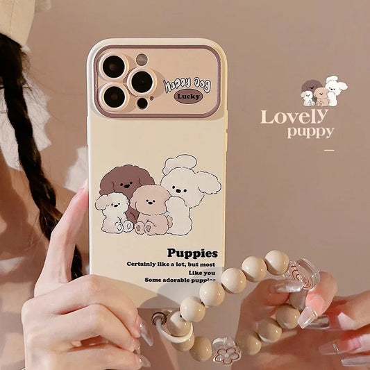 Cute Cartoon Puppy Lens Protective Phone Case For iPhone