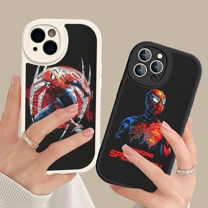 Cartoon Groot Spiderman Phone Case Hard Leather For iPhone