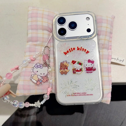 Beautiful Gilded Glitter Pink Hat Kitty Is Suitable For Apple Phone Case