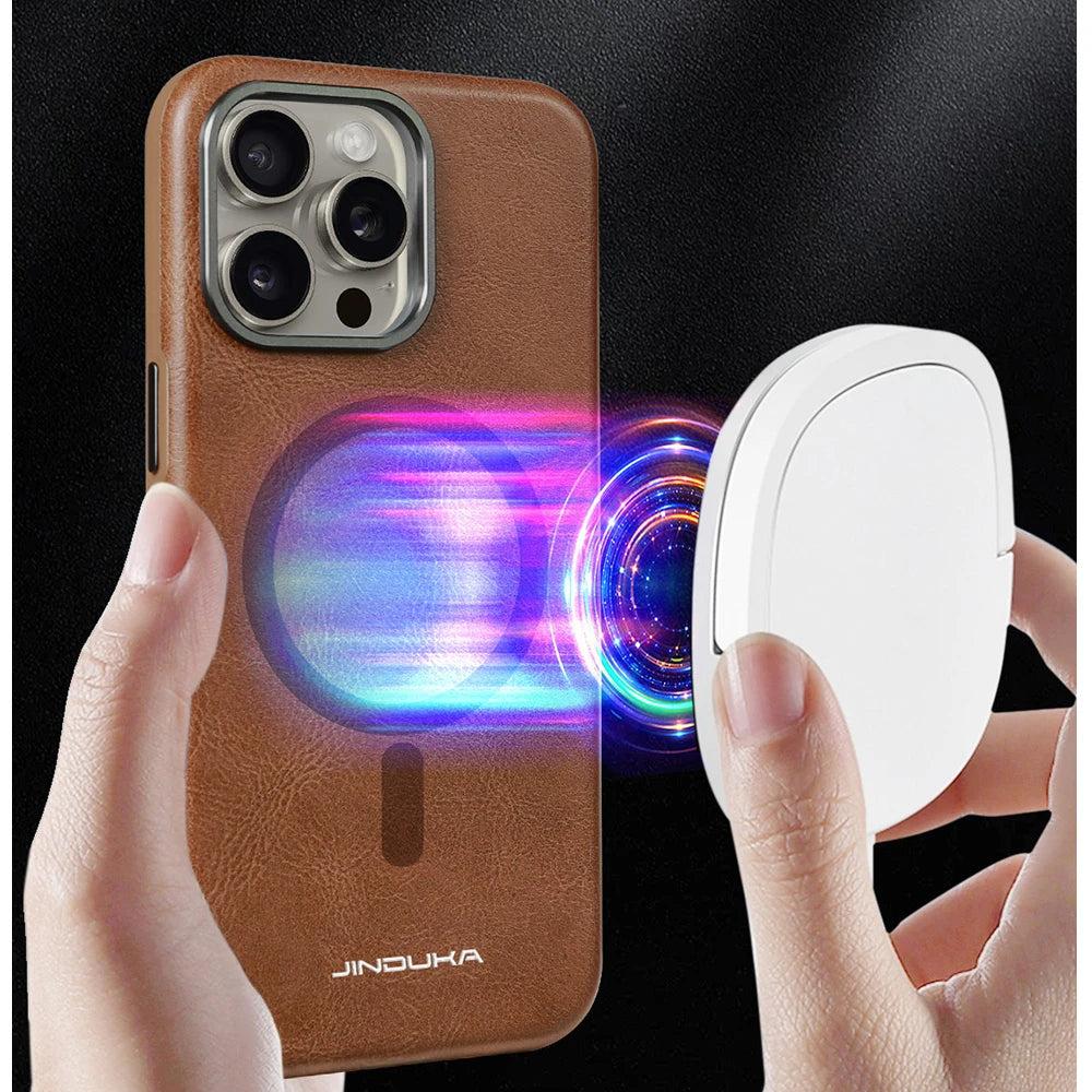 Luxury Ultra Thin Slim Leather For Magsafe Phone Case For iPhone