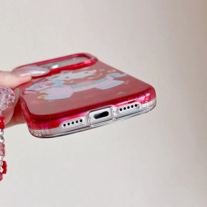 Luxury Cute Double Red Layer Printed Pony Kitty Hot Sale Phone Case For iPhone