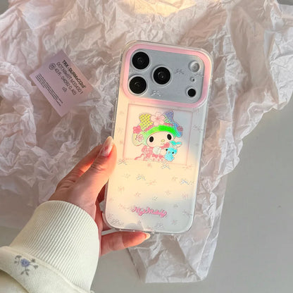 Pink Double Layer Floral Hug Bear Meiledi Phone Case For iPhone