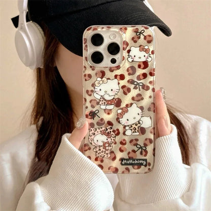 Y2k Sanrios Leopard Hellokitty Phone Case For iPhone