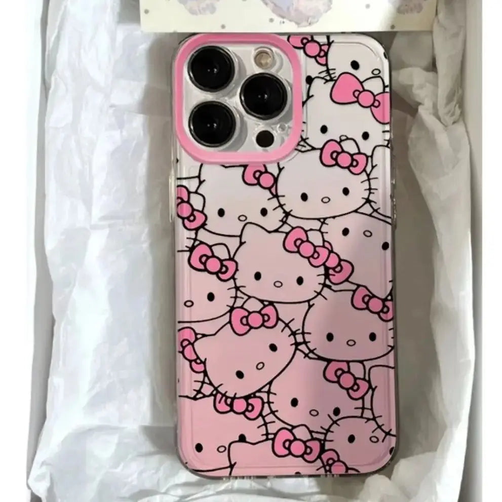 Kitty Bow Full Screen Face Phone Case For iPhone