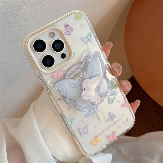 Clear Colorful Butterfly Magnetic Phone Case