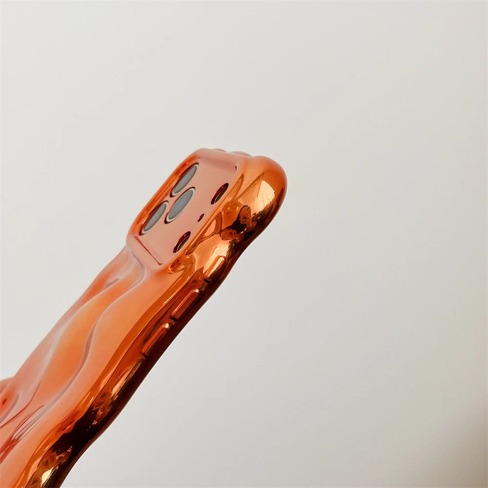 Luxury Plating Wrinkle Wavy Curly Case For iPhone