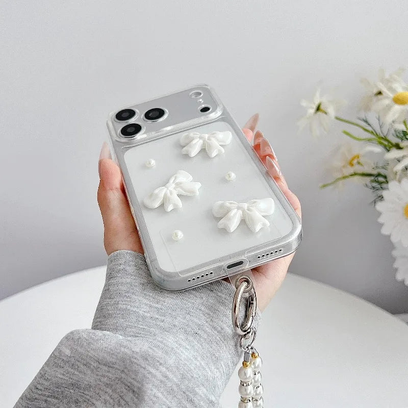 Cute White Bow Clear Phone Case For iPhone