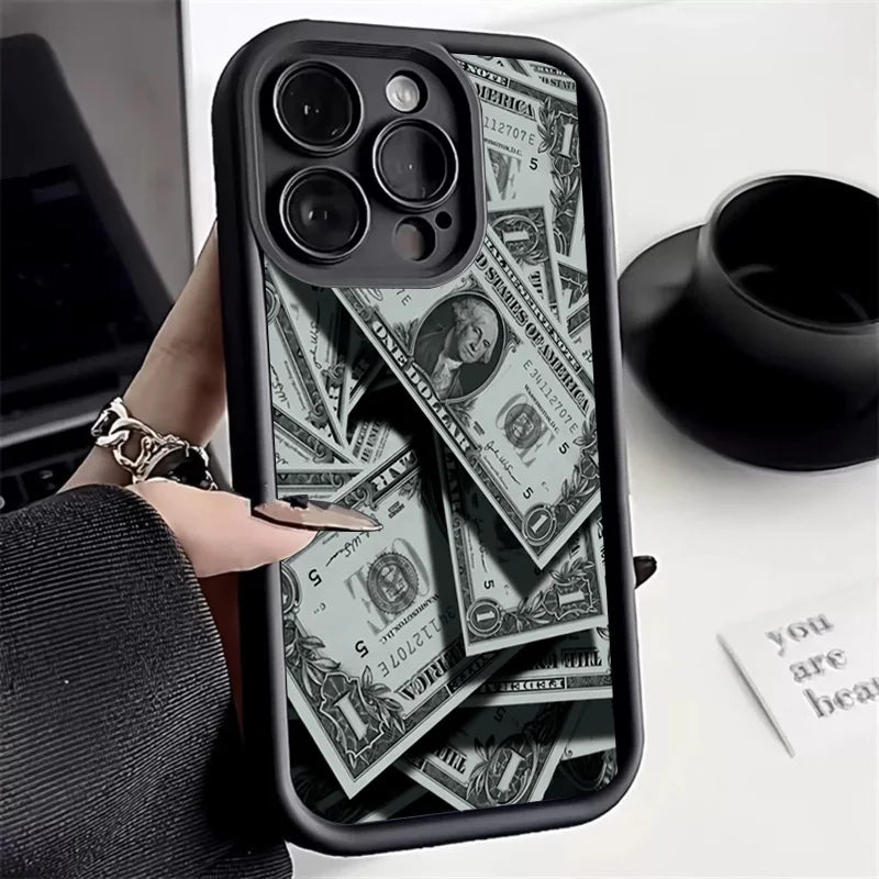 Black Bamboo Full-Coverage Banknote Design Silicone Phone Case