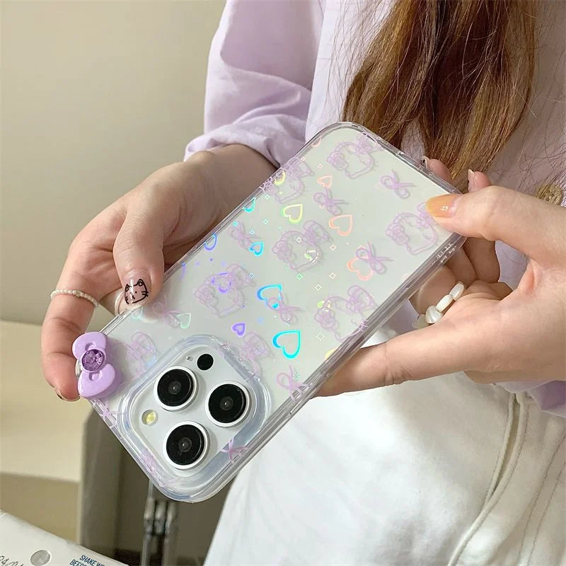 Hello Kitty Bow Stand Purple Bow Phone Case For iPhone