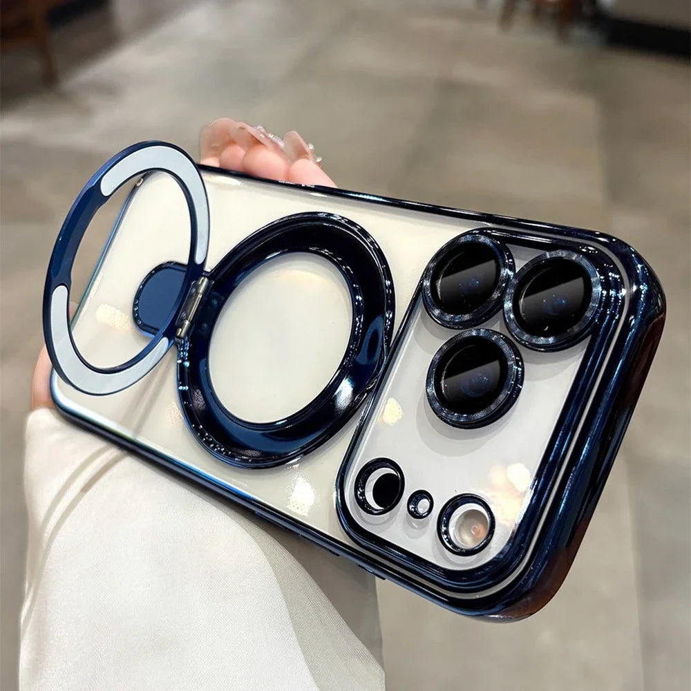 For Magsafe Plating Bracket Stand Case  For iPhone