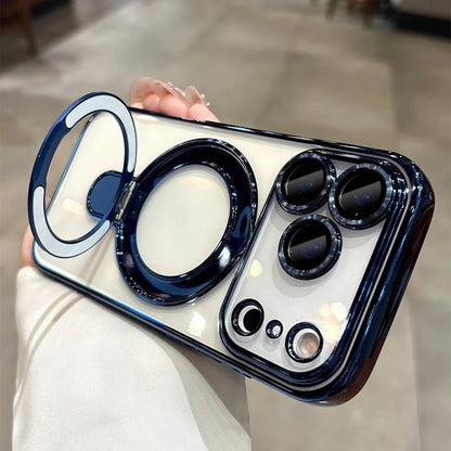For Magsafe Plating Bracket Stand Case  For iPhone