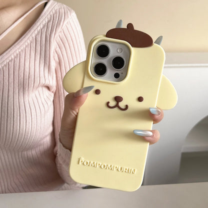 3D Stereoscopic Cute Fashion Sanrio Cinnamoroll Pom Pom Purin Phone Case For iPhone