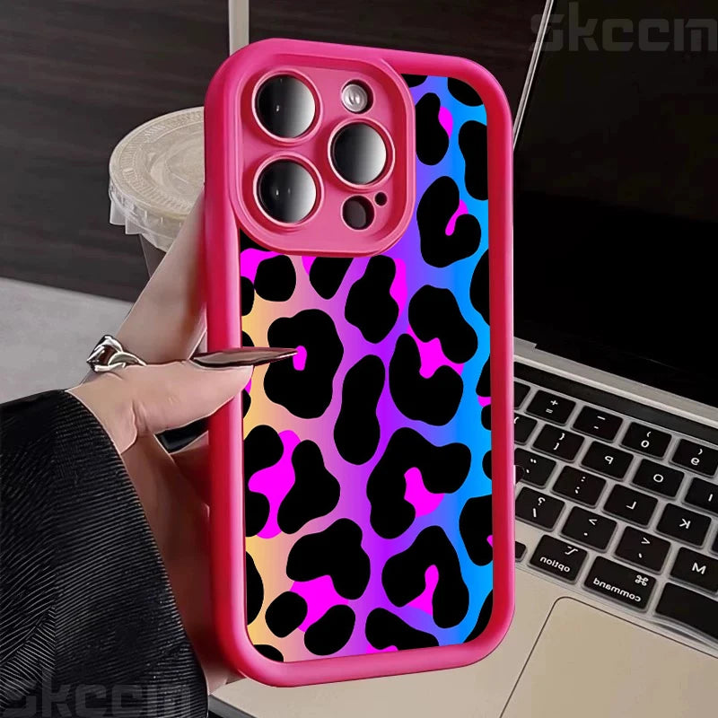 Colorful Leopard Pattern Silicone Soft Phone Case For iPhone