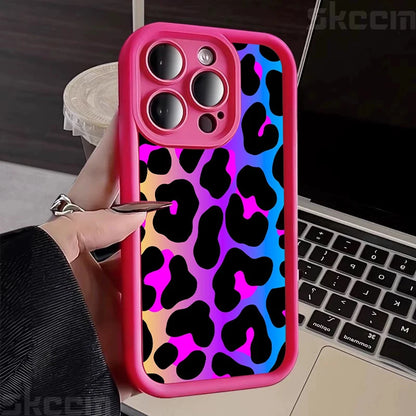 Colorful Leopard Pattern Silicone Soft Phone Case For iPhone