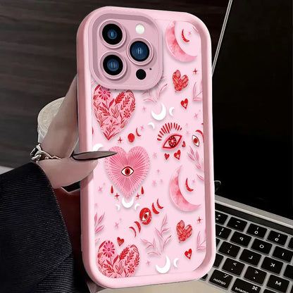 Pink Heart-Shaped Pattern Phone Case For iPhone