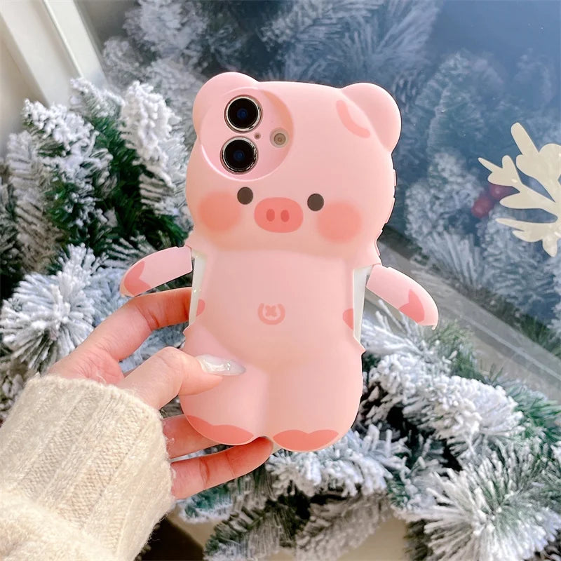 Kawaii 3D Cartoon Pink Pig Phone Case