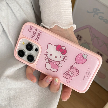 Luxury Cartoon Pink Hello Kitty Cat Bear Phone Case