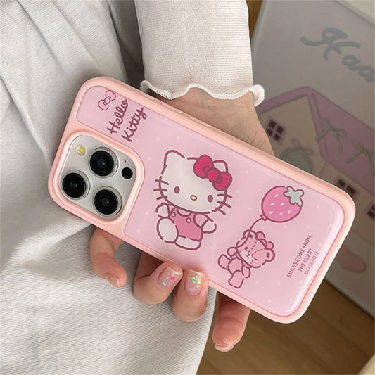 Luxury Cartoon Pink Hello Kitty Cat Bear Phone Case