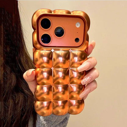 Cartoon Lattice 3D Block Plating Case  For iPhone