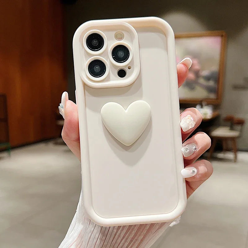 Cute 3D Love Heart Silicone Phone Case For iPhone