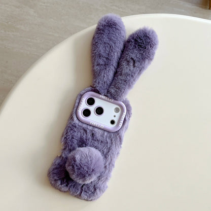 Adorable 3D Long-Eared Rabbit Shaped Plush Phone Case For iPhone