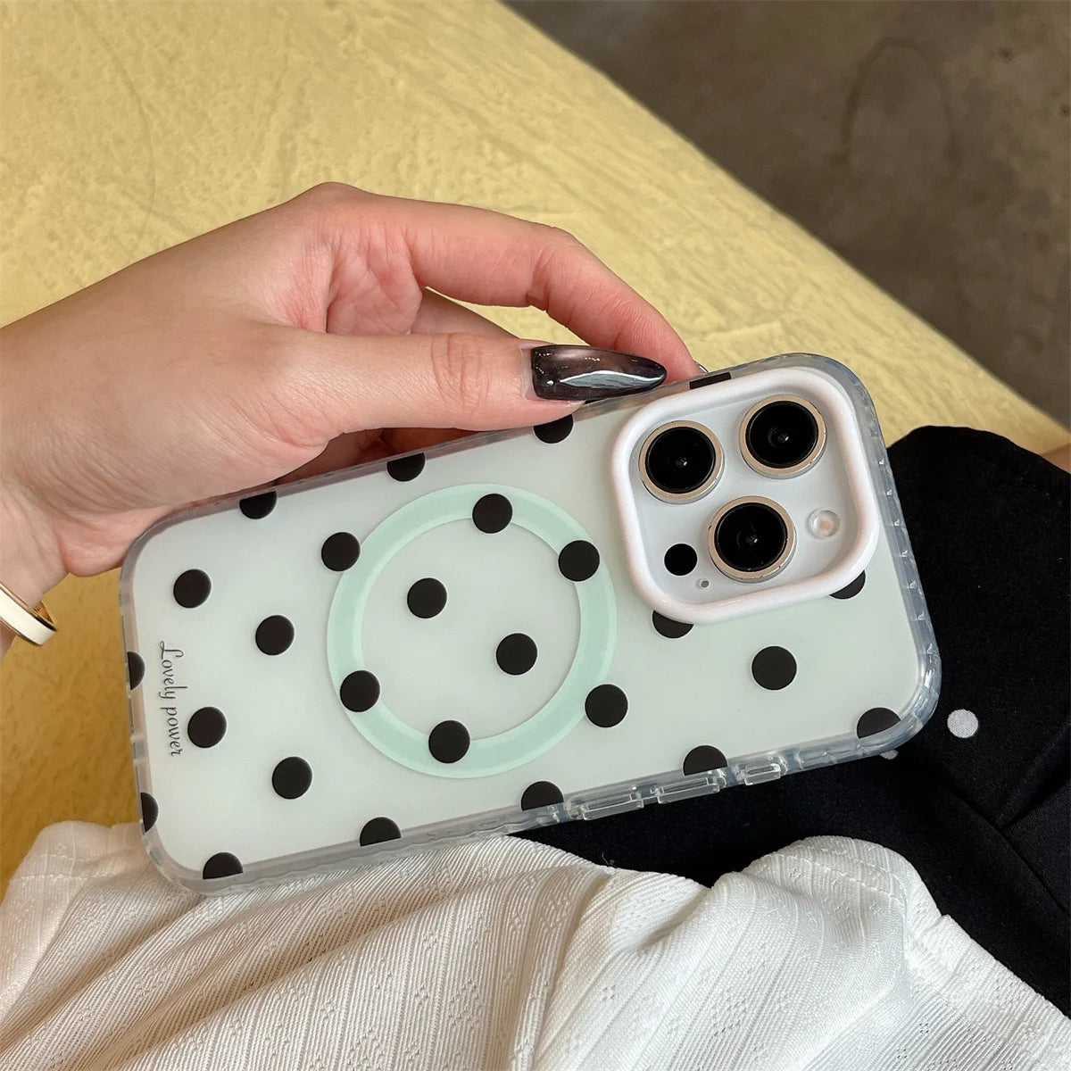 Fashion Simple Pink Polka Dot Magnetic Phone Case For iPhone