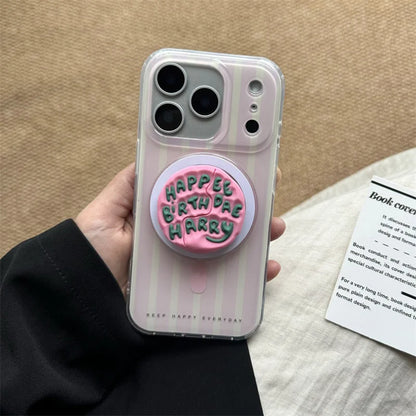 Fashion Pink Purple Stripe Magnetic Phone Case For iPhone