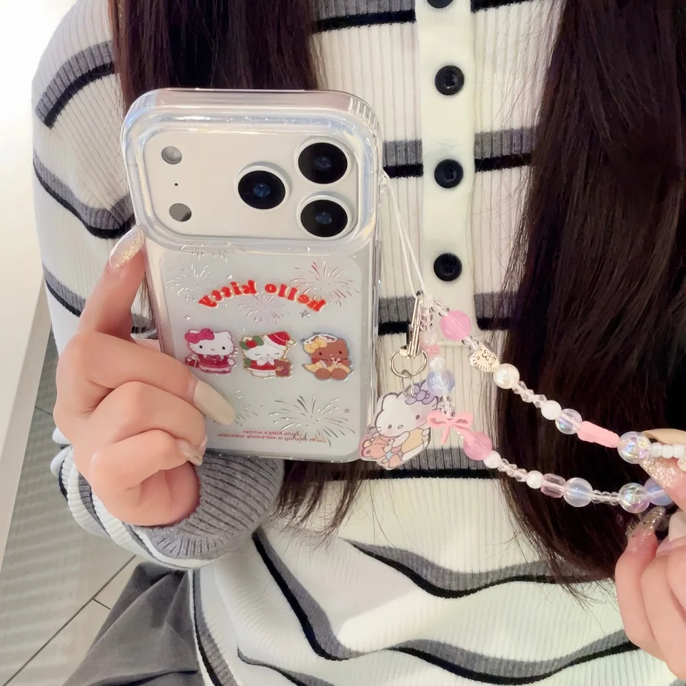 Beautiful Gilded Glitter Pink Hat Kitty Is Suitable For Apple Phone Case