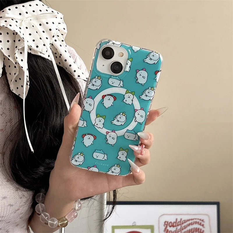 Kawaii Cartoon Bear Stand Magnetic Phone Case