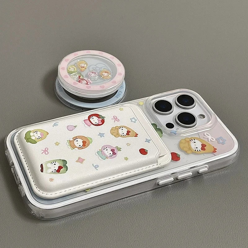 Cute Cartoon Vegetable Fruit Hello Kitty Magsafe Card Wireless Charge Phone Case