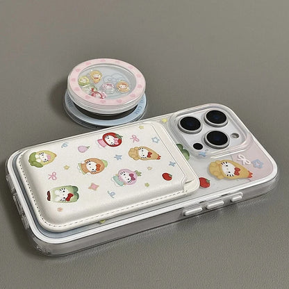 Cute Cartoon Vegetable Fruit Hello Kitty Magsafe Card Wireless Charge Phone Case