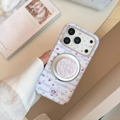 Korean Full Screen Graffiti Colorful Stars Magnetic Bracket Phone Case For iPhone