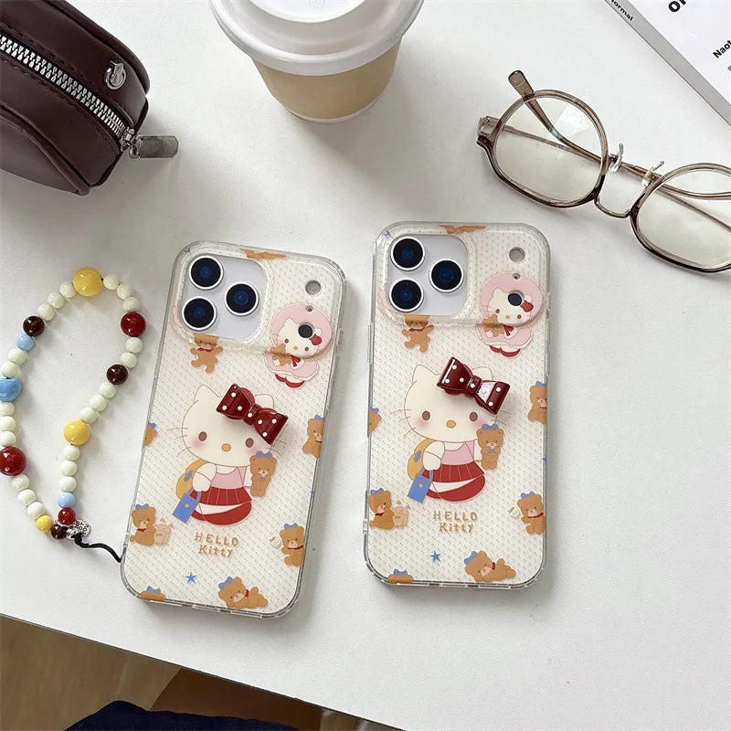 Korean Cute 3D Bow Hellokitty Ploka Dot Phone Case For iPhone