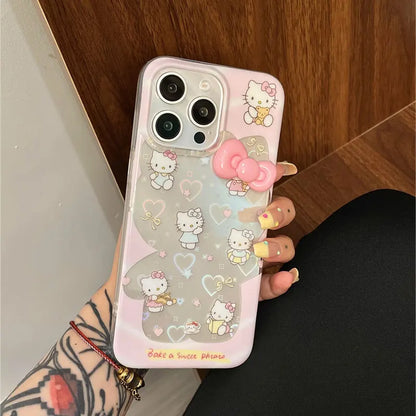 Hello Kitty Bow Kawaii Big Phone Case For iPhone