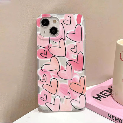 Pink Love Heart Phone Case For iPhone