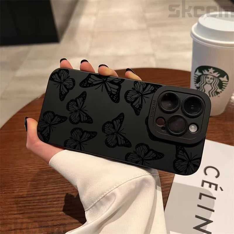 Black Butterfly Pattern Phone Case For iPhone