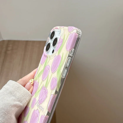 Lovely Purple Tulip Foral Shockproof Phone Case