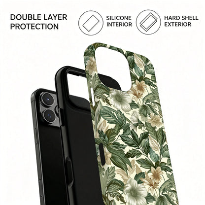 Green Botanical Magnetic Protective Phone Case For iPhone