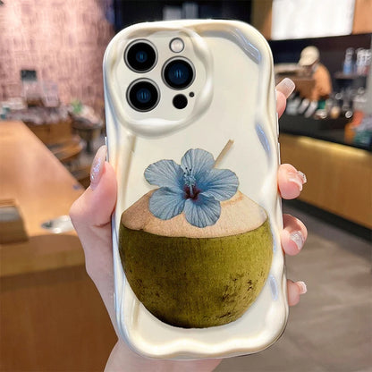 Tropical Coconut Blue Hibiscus Wave Phone Case For iPhone
