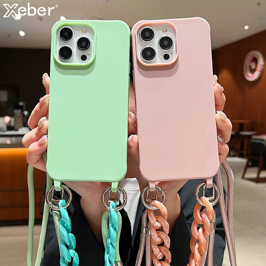 Crossbody Lanyard Cord Soft Acrylic Bracelet Case For iPhone