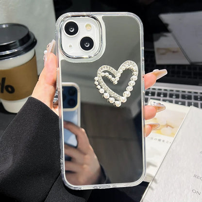 3D Love Heart Pearl Bracelets Chain Lanyard Phone Case For iPhone